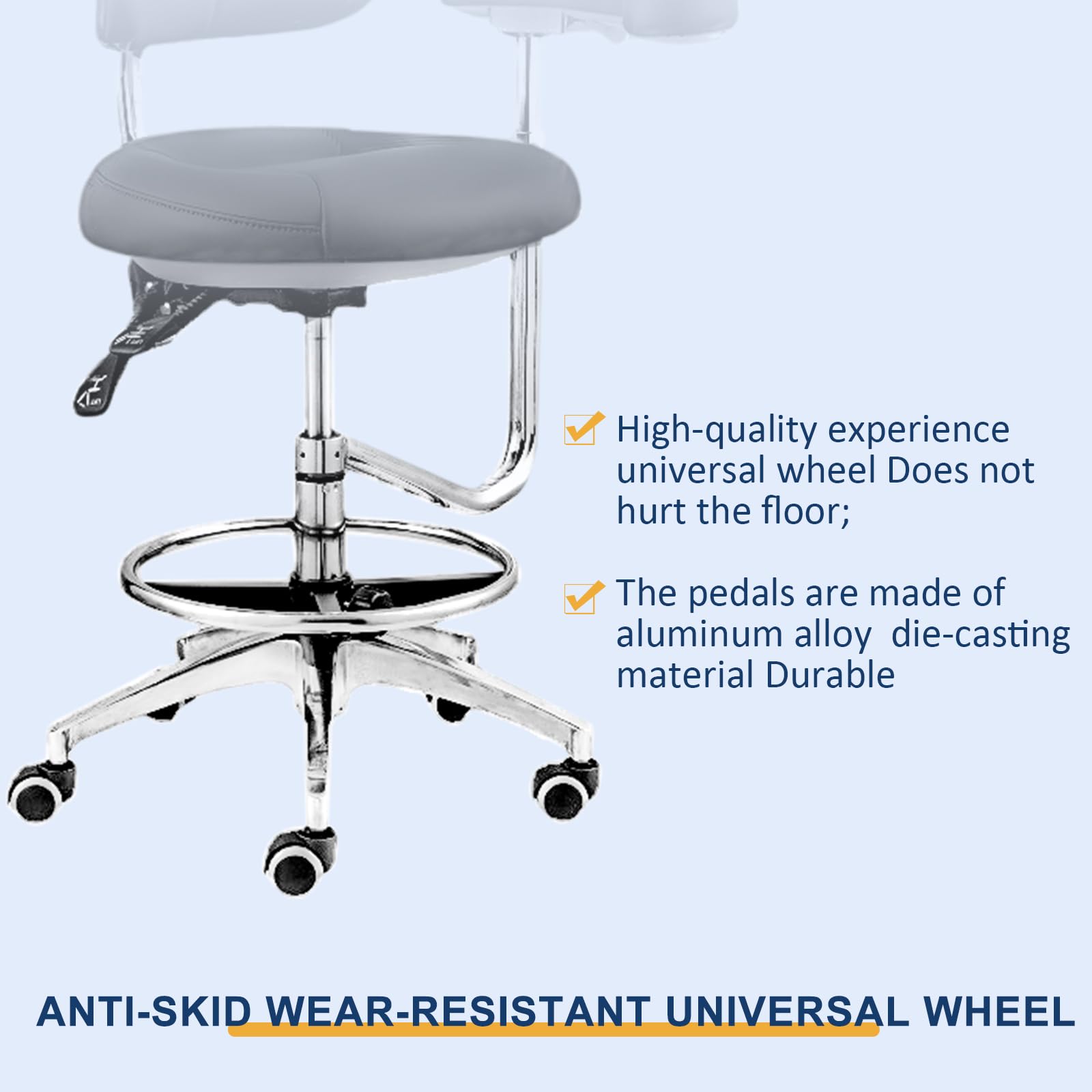 Healthible Dental Assistant Chairs with 360 Degree Rotation Armrest Black PU Leather Assistant Stool Chair Height Adjustable Doctor Chair (Black Color)