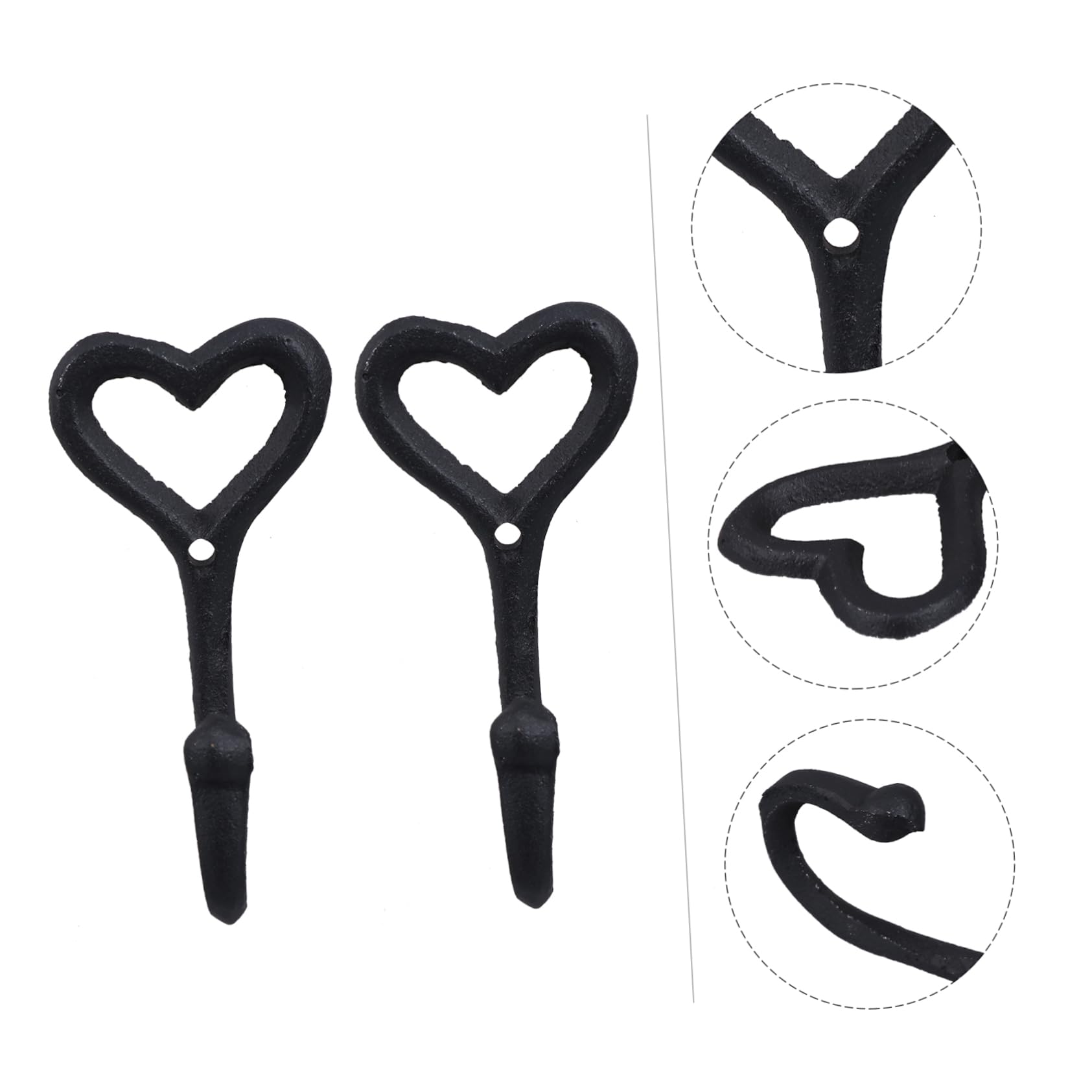 BUGUUYO 2Pcs Heart Wall Hooks Iron Decorative Coat Hooks for Hanging Coats Jackets and Accessories Stylish Wall Mounted Hooks for Home Decor and Organization