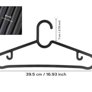 Milano Home Plastic Clothes Hangers - Black - Lightweight and Durable Coat Hangers - Space-Saving Hangars for Shirts, Jackets, and Coats - Multipurpose Hanger Set for Closet Organization