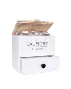 modern laundry pods container | large laundry dryer sheet holder with premium sealed lid | wall mount lint bin | wood dryer sheets holder | laundry sheets holder | dryer sheet dispenser