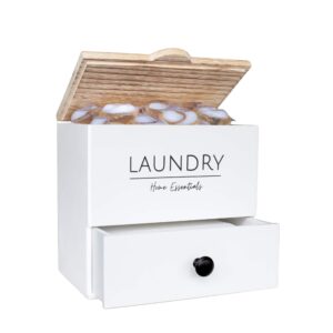 Modern Laundry Pods Container | Large Laundry Dryer Sheet Holder with Premium Sealed Lid | Wall Mount Lint Bin | Wood Dryer Sheets Holder | Laundry Sheets Holder | Dryer Sheet Dispenser