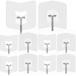 nabreeli adhesive hooks for hanging 8 pack, 22 lbs heavy duty wall hooks 304 stainless steel self adhesive towel hook waterproof transparent sticky hooks for kitchen glass door (8)