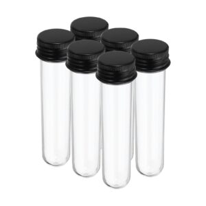 patikil 30ml plastic test tubes with screw caps, 6pcs 109x24mm tubes for scientific party decoration candy bead storage bath salt lab use, black