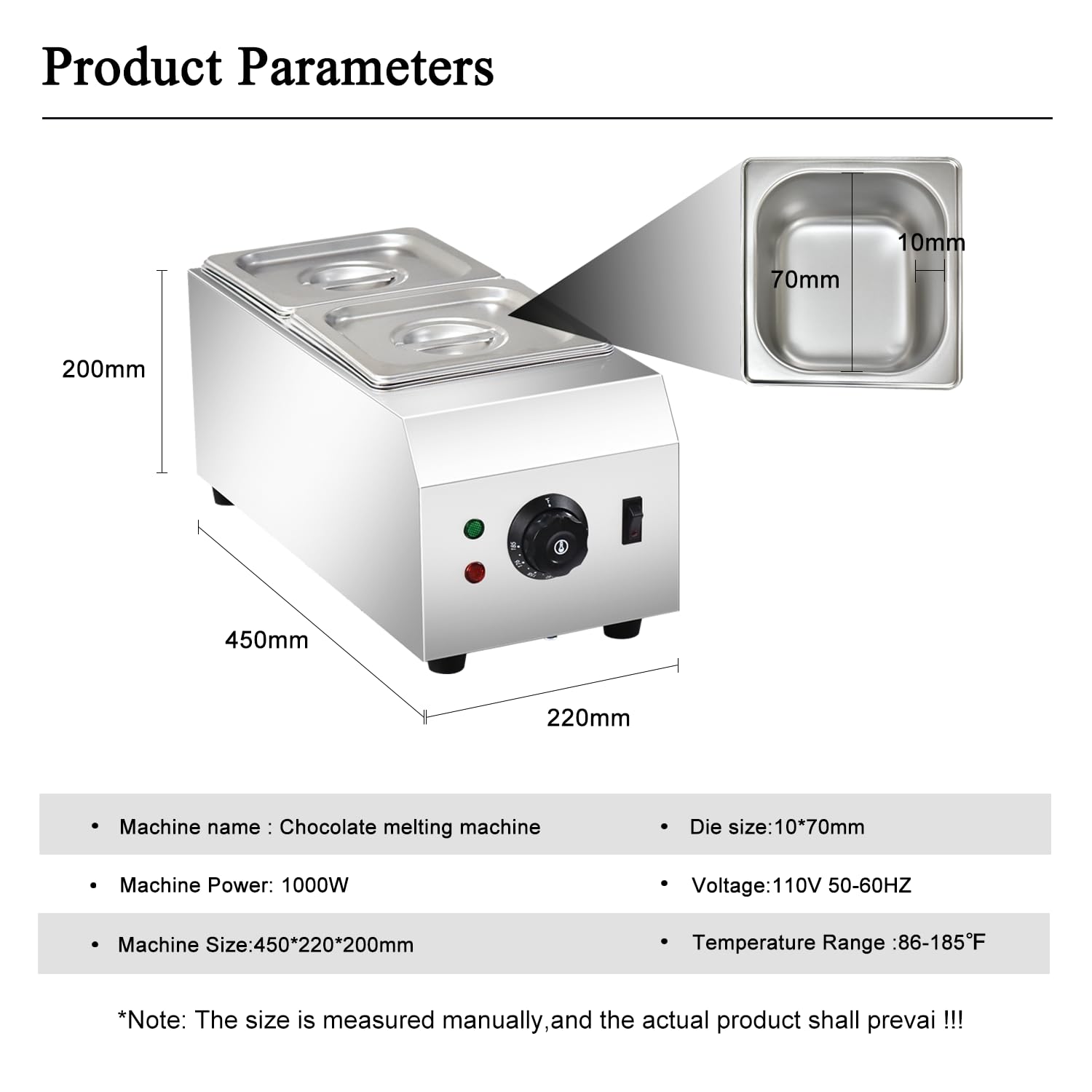 110V Chocolate Tempering Machine, 9 Lbs 2 Tanks Chocolate Melting Pot with TEMP Control，1000W Stainless Steel Electric Commercial Food Warmer For Chocolate/Milk/Cream Melting and Heating