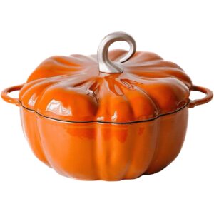 hgjgwqh enameled cast iron dutch oven, pumpkin non stick stew soup stock pot pumpkin stew soup stock pot, casserole with lid nederlands cookware cooker cooking kitchen for stovetop and stewing,orange