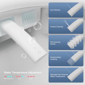 Auto Open/Close Lid Smart Toilet Bidet with Built-in Tank, Auto Flush & Wash, Elongated Heated Seat, Adjustable Water Temperature, and LED Light (1.28GPF)