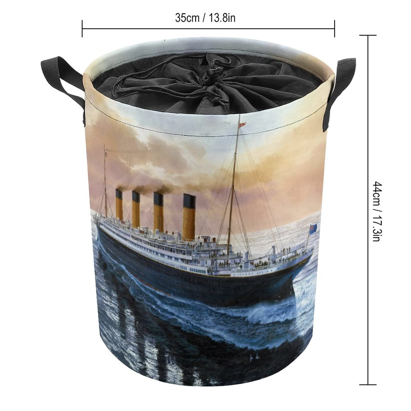 Retro Titanic Famous Old Historic Laundry Basket for Home Travel with Lid Foldable Drawstring Laundry Hamper for Home Travel