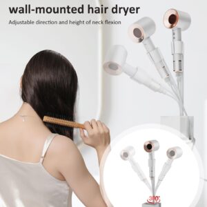 CozyOasis Hair Dryer Holder Wall Mounted Adhesive Blow Dryer Rack Storage Hanger Organizer for Bathroom Vanity Soporte para Secadora de Pelo (White)