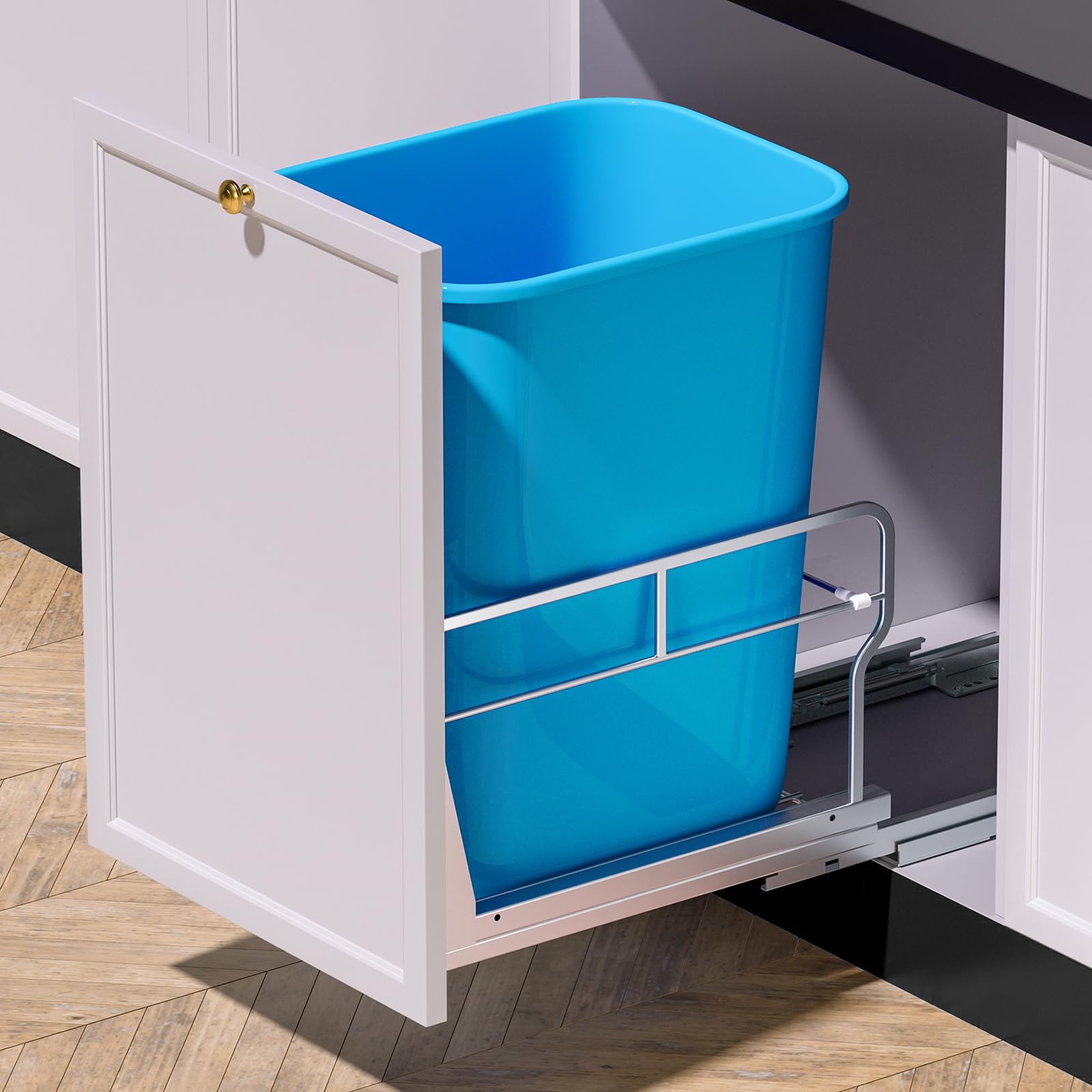 Insputer Pull Out Trash Can Under Cabinet with Soft-Close Slides, Heavy Duty Under Sink Trash Can Kit for Kitchen, Garbage Can Not Included, Requires Minimum Cabinets Opening 12" W X 18" D