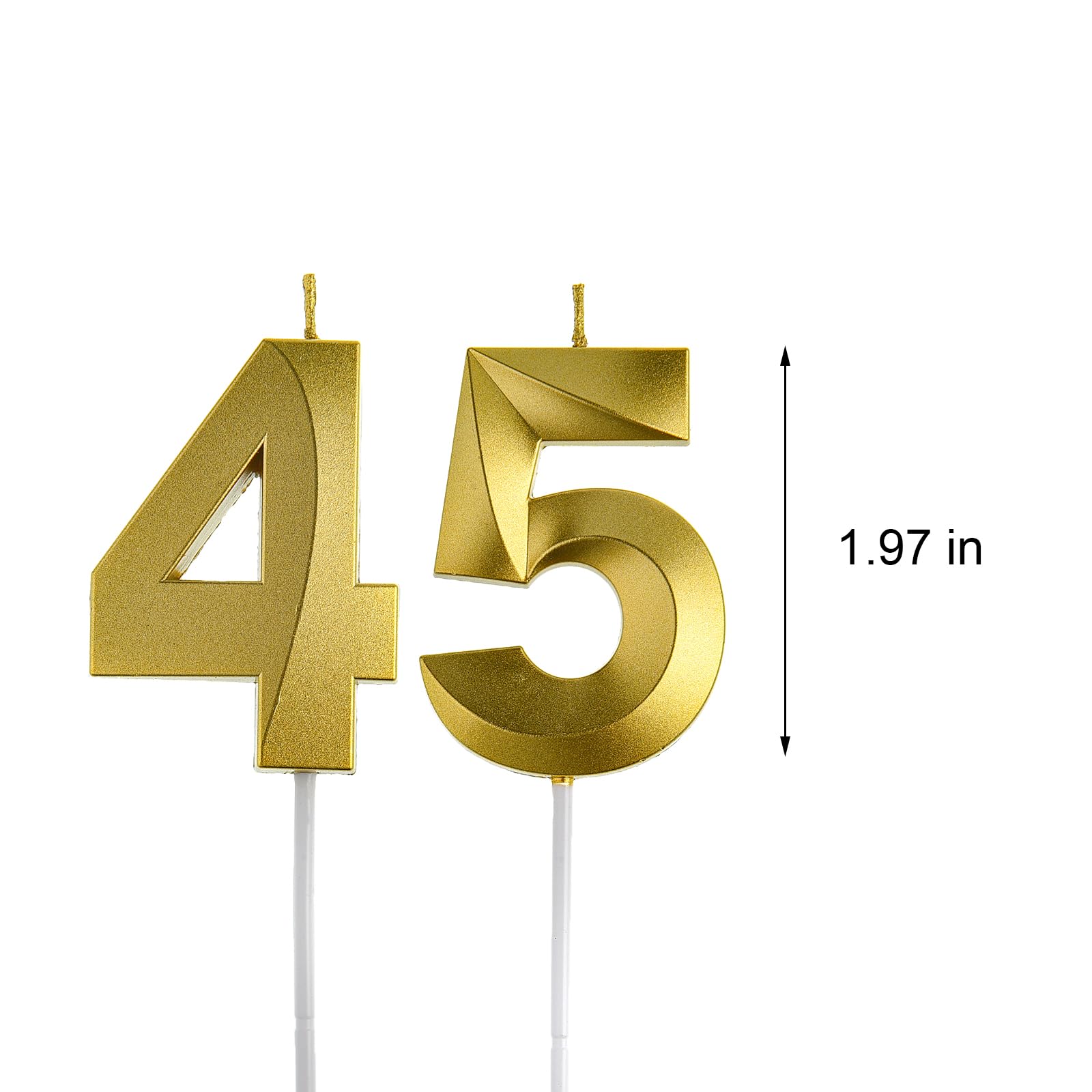 Gold 45 & 54 Birthday Candles, 45th & 54th Cake Toppers for Birthday Party Decorations, 45 Cake Candles for Men or Women