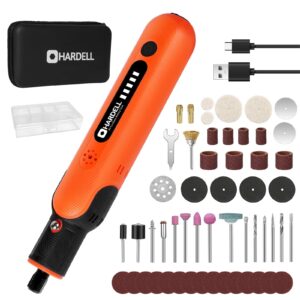 hardell 8v rotary tool cordless kit with 65pcs accessories, 5 variable speeds power rotary tool, rechargeable battery, type-c charging, for grinding, drilling, cutting, sanding, carving, polishing,etc