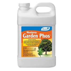 monterey garden phos concentrated liquid disease & fungicide control for use on ornamentals, flowering plants, vegetables, and more, 2.5gal