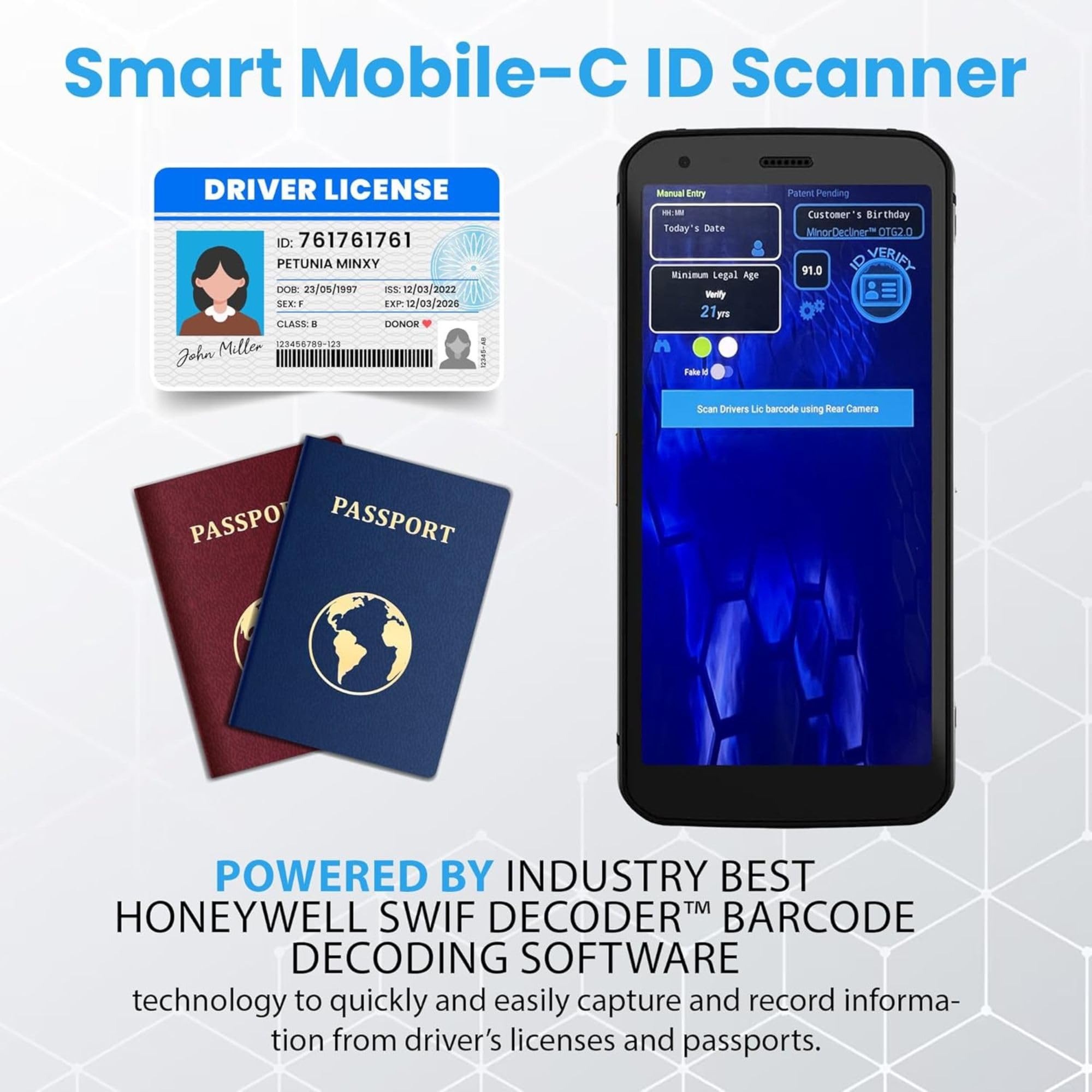 Mobile ID Scanner for Bars & Clubs - Easy to Use & Reliable ID Checker for Your Business That Detects Expired IDs & Underage Customers – Works in All 50 States - Includes Optional Fake ID Detection