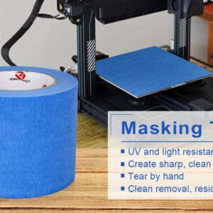 BOMEI PACK Wide Blue Painters Tape 4 Inches x 60 Yards, 3D Tape, 3D Printing Tape for Laser Cutting, 21-Day Clean Removal Wide Masking Tape