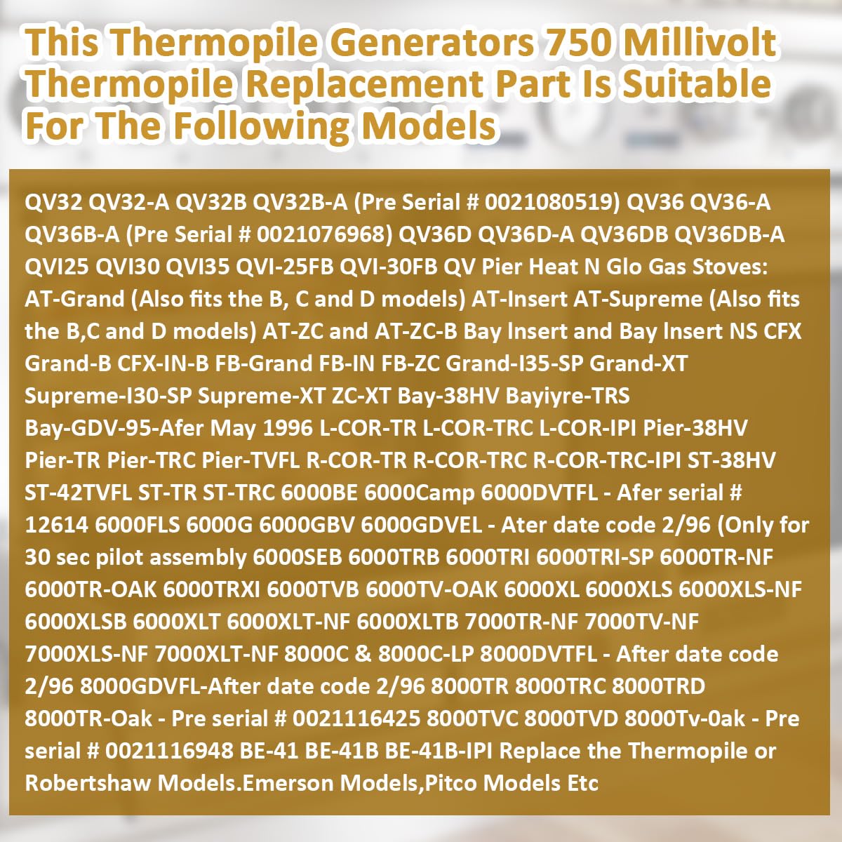 Fugedox 24" 750mv Thermopile Generators 750 Millivolt Thermopile Replacement Part Number r1054,7533113, 1950-001, 071515, 53374 for Heat Glo Heatilator,Fireplace Thermopile Replacement Fireplace