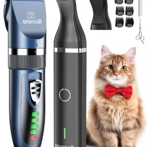 oneisall Cat Clippers and Paw Trimmer 3 in 1,Cat Grooming Kit,Cat Clippers for Matted Hair,Cordless Cat Shaver for Matted Long Hair,2 Speed Cat Hair Trimmer,Pet Clippers for Cats and Small Dogs