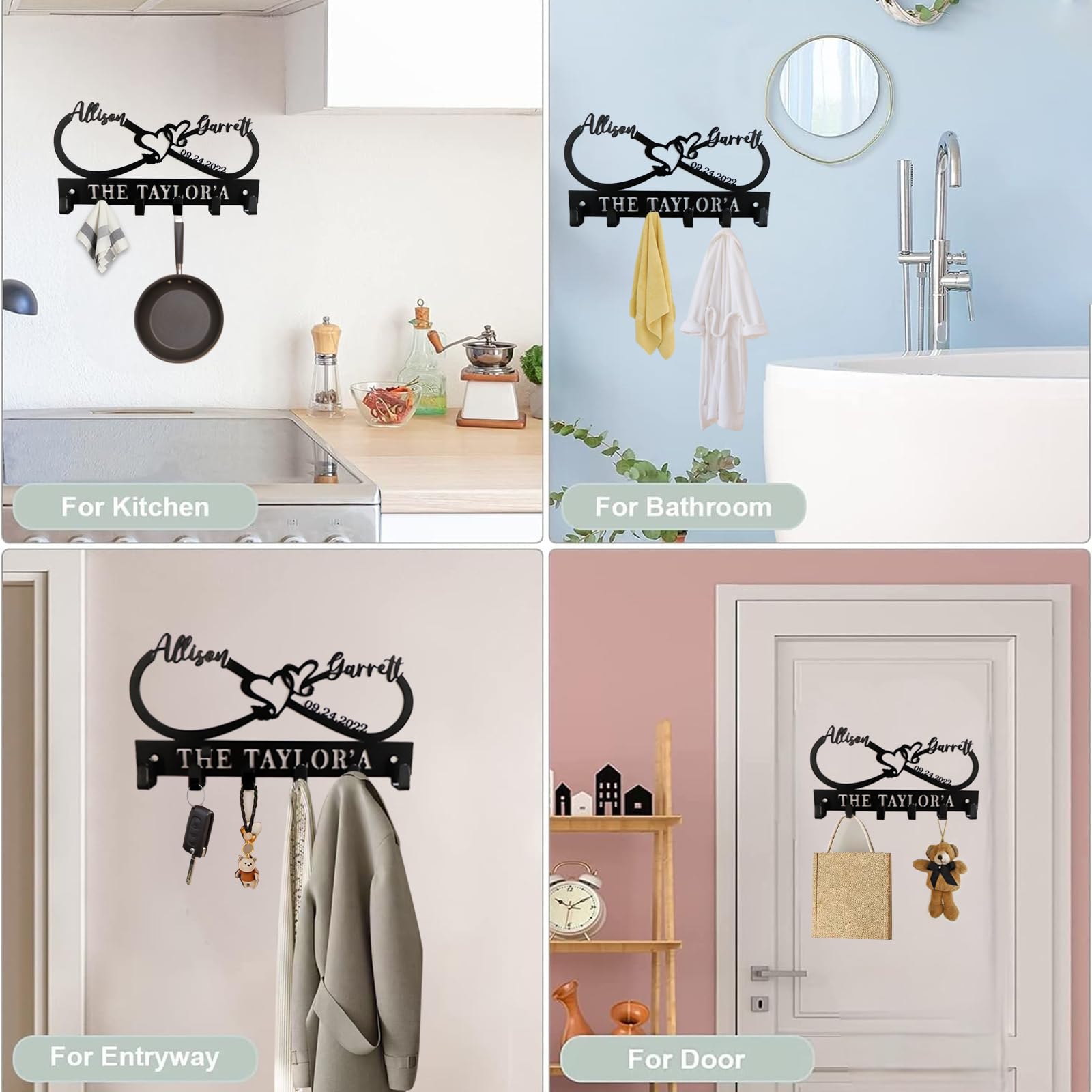 Custom Key Holder Wall Mount Personalized Customized Metal Key Holders Engraved Key Chain Holder for Wall Key Rack Wall Hanging Double Key Holder Door Kitchen Bedroom Living Room