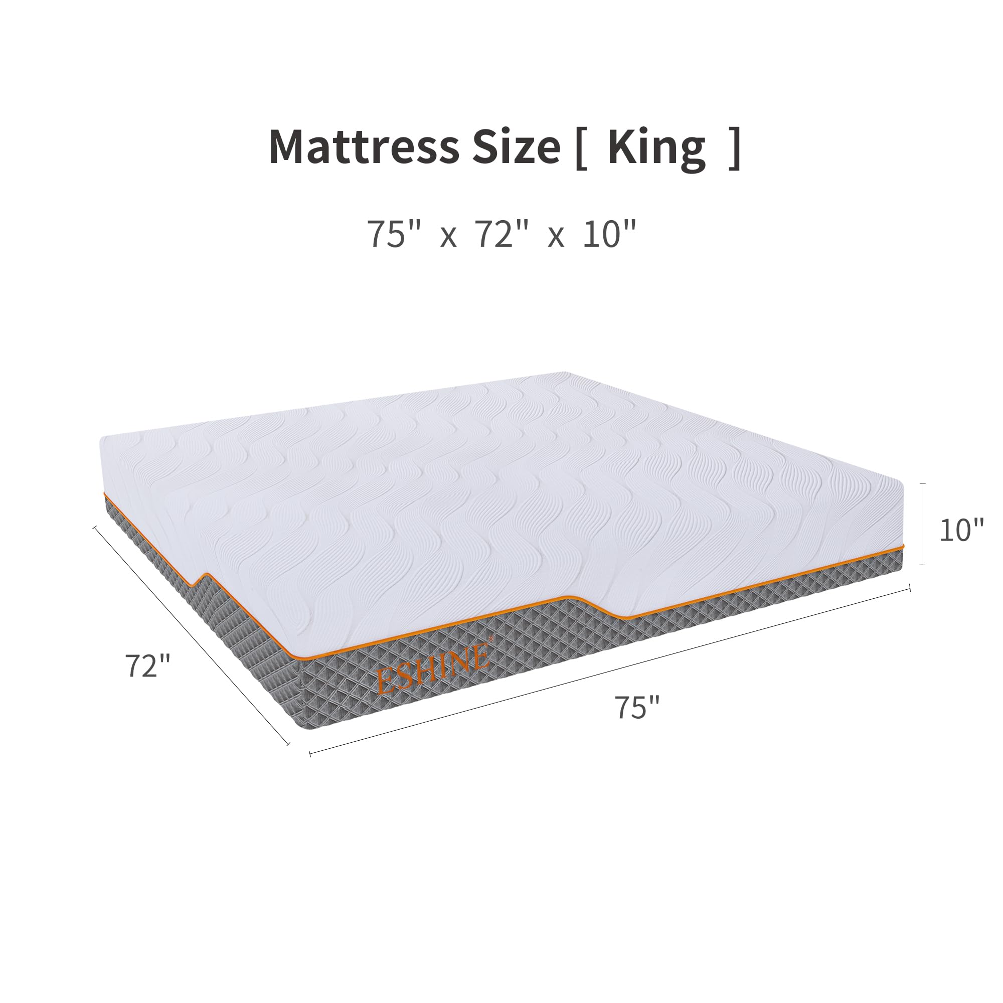 ESHINE Short King RV Mattress - 10" Hybrid RV Mattress, Shock-Absorbing and Pressure-Relieving, for RVs, Campers & Trailers