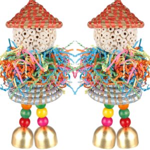 BBjinronjy Conure Toys,2PCS Bird Toys Parrot Foraging Shredder Hanging Toys Sola Balls with Bell for Small Parrots Parakeets Cockatiel Conures Love Birds Budgie Cage Toy