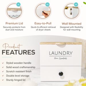 Modern Laundry Pods Container | Large Laundry Dryer Sheet Holder with Premium Sealed Lid | Wall Mount Lint Bin | Wood Dryer Sheets Holder | Laundry Sheets Holder | Dryer Sheet Dispenser