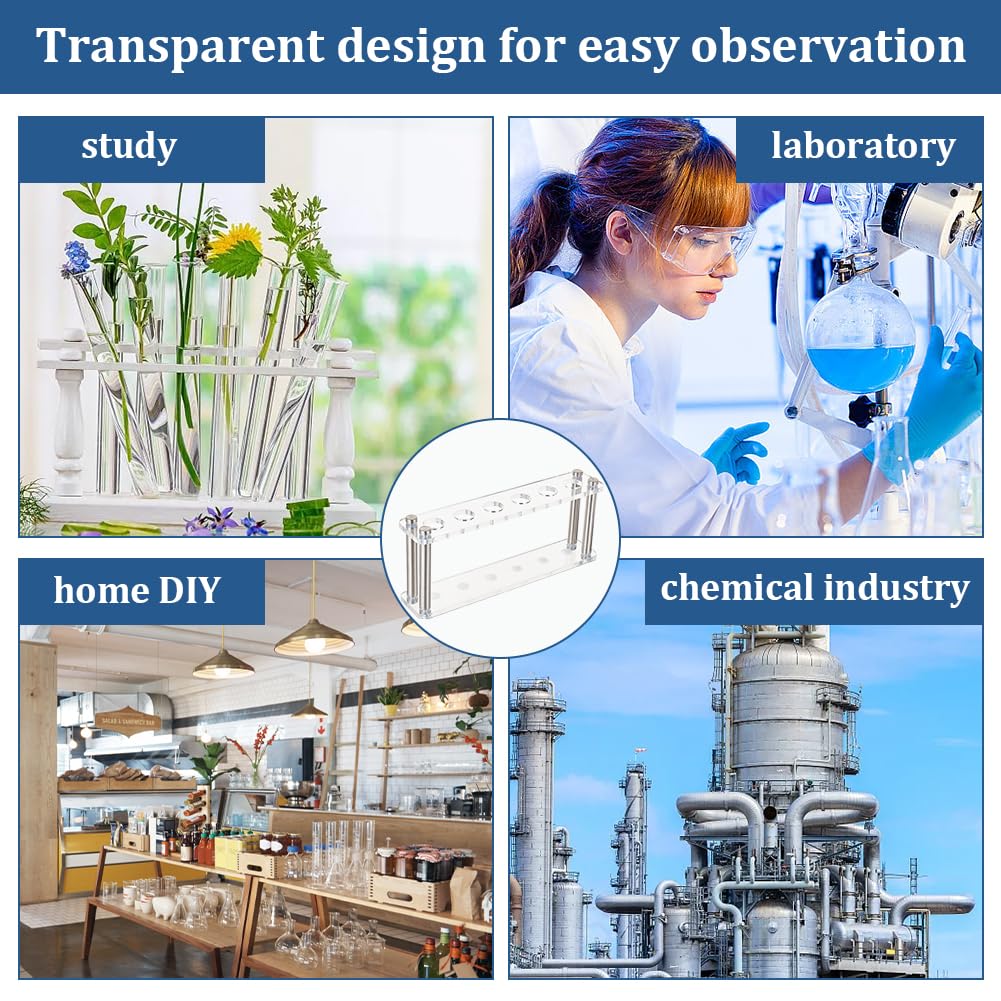 OLYCRAFT 6 Sockets Clear Acrylic Test Tube Rack Test Tube Display Stands Acrylic Centrifuge Tube Rack Glass Holder Rack Transparent Test Tube Holder for Test Tube Chemistry Laboratory 9.5x2x3.6 inch