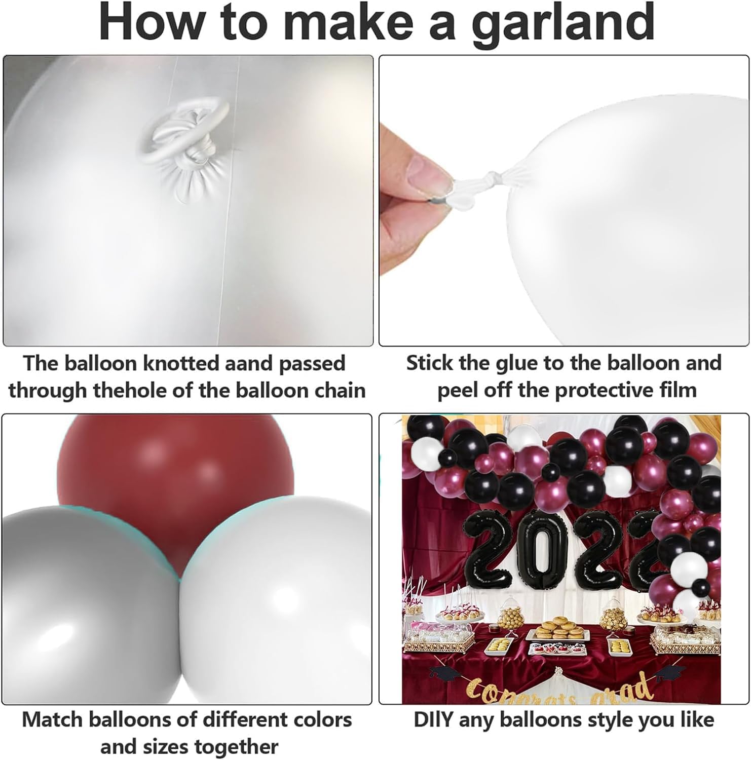 Graduation Decorations Maroon Black 2024/Burgundy Black Graduation Party Decorations 2024 Burgundy Black Balloons 114Pcs Burgundy White Black Balloon Maroon Birthday Wedding