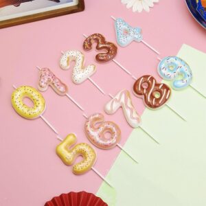 iNINGER 2nd Birthday Candles,Number 2 Candle,Donut Party Decorations for Birthday,Donut Birthday Candles Birthday Candle for Cake,Vibrant and Fun Cake-Topper and Decor, Perfect for Celebrations