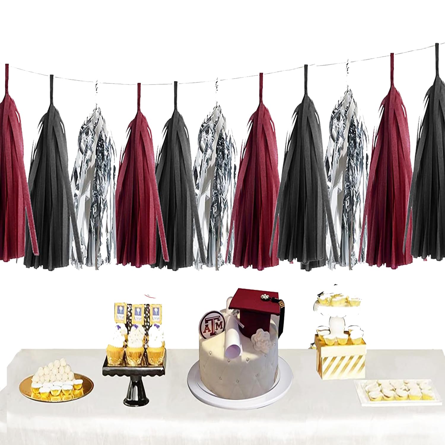 Graduation Party Decorations Maroon Black 2024/Burgundy Black Graduation Decorations 2024 Maroon Graduation/Burgundy Black Birthday Party Decorations Wedding