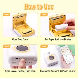 HPRT L8 Sticker Printer Mini Printer Portable Thermal Printer with 1Thermal Paper and 3 Sticker Rolls,Label Maker Machine for Pictures Printing,List,Study Notes,DIY,Receipts - Yellow