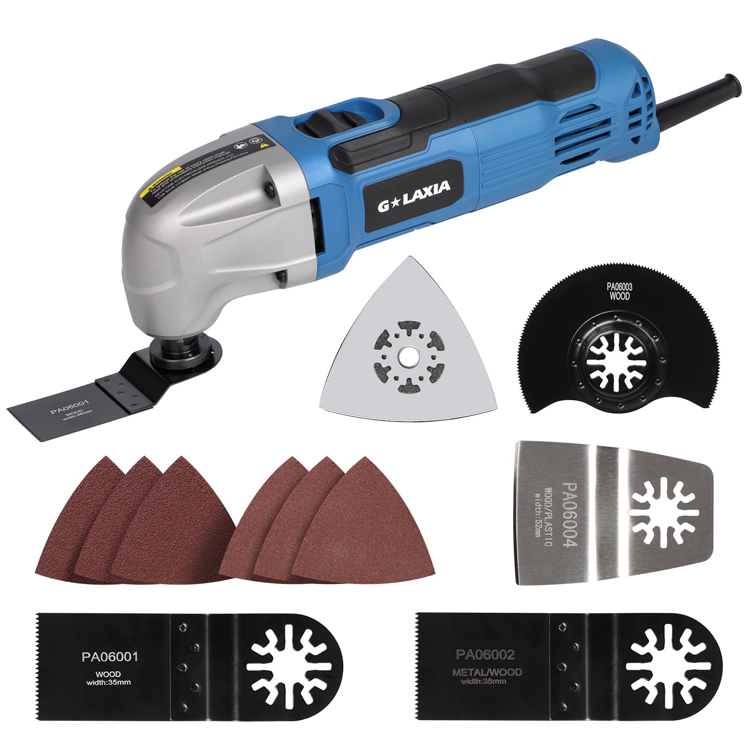 G LAXIA Oscillating Tool, 1.5A Oscillating Multi Tool with with 3° Oscillation Angle, 12 Piece Accessories Scraping, Grinding, Sanding, Cutting