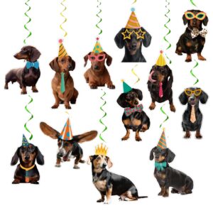 24 Pcs Dachshund Hanging Decorations Dachshund Hanging Swirls Ceiling Swirls Dachshund Birthday Party Supplies for Dachshund Party Decorations Funny Dog Decorations