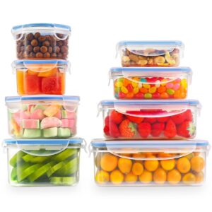 YASHE Food Storage Containers 16PCS (8 Containers + 8 Lids), Airtight Plastic Food Containers with Lids, Pantry & Kitchen Containers, Leak-Proof, BPA Free, Microwave & Freezer Safe