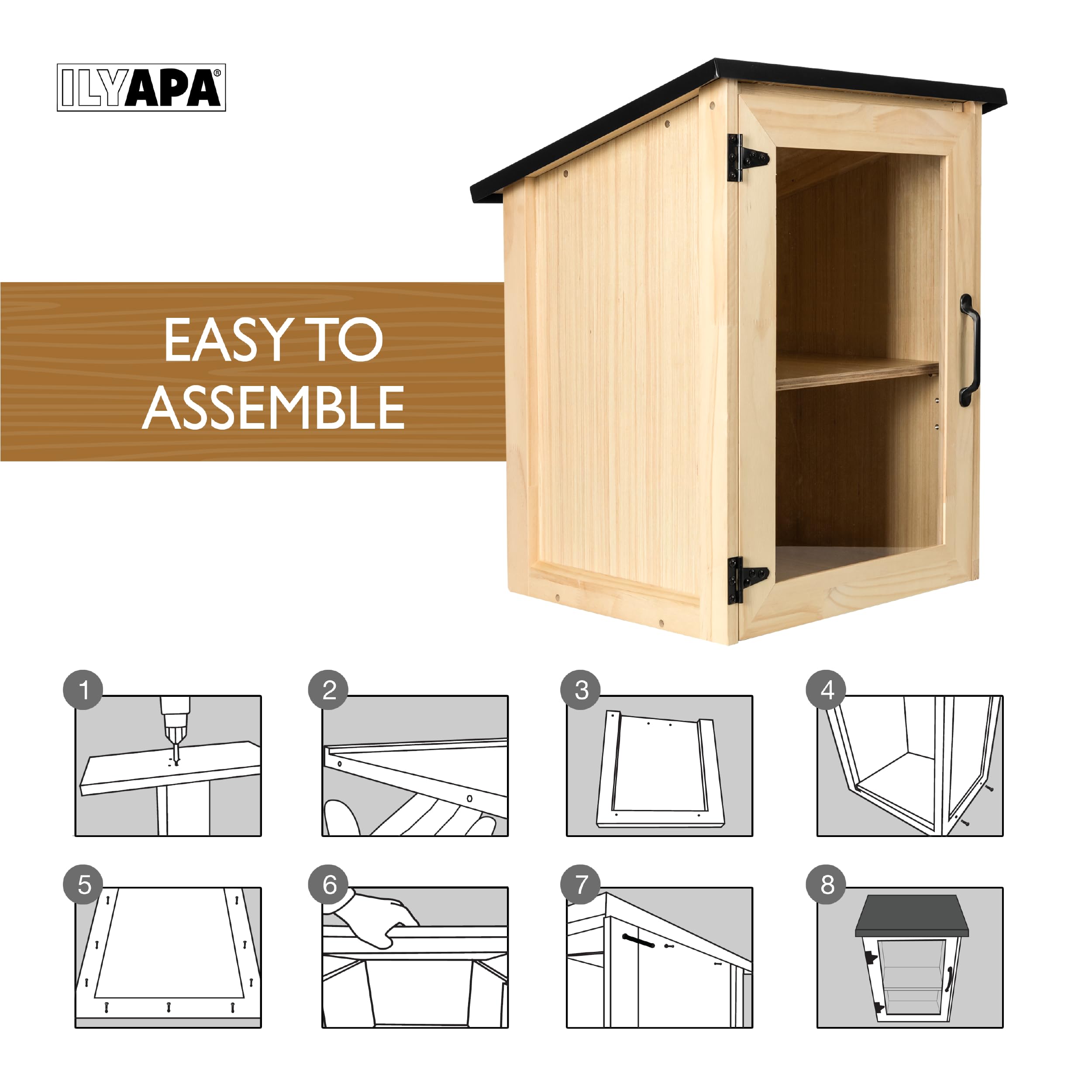 Ilyapa Outdoor Library Book Box - Free Literature Exchange Kit for Outside - Little Wood Cabinet for Sharing Books, Art with Your Community, Students or Teachers - Easy Mount to Post - 16x14x22 Inch