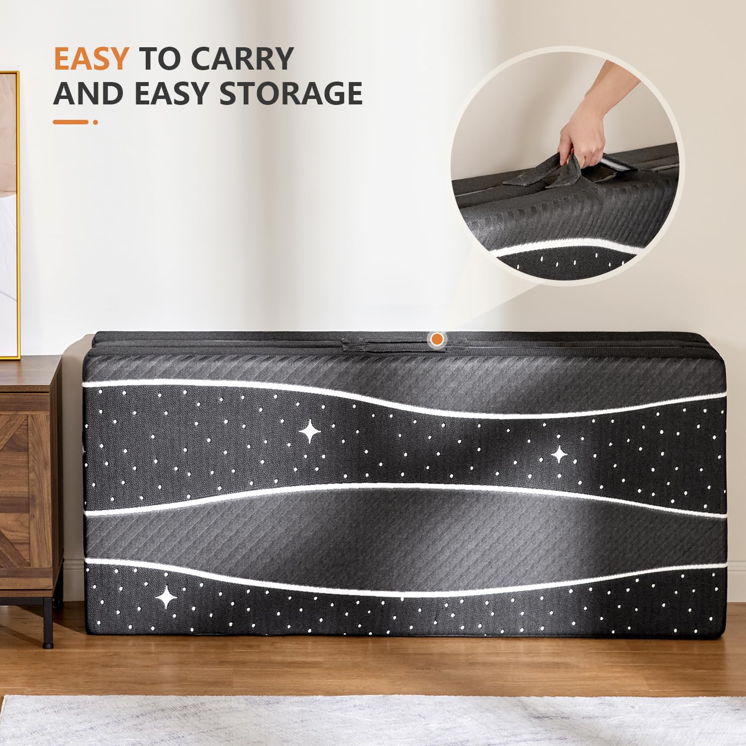 Sweetnight Portable Tri Folding Mattress Foldable - 4-inch Foldable Mattress with Removable & Breathable Cover | Comfy Soft Double-Sided Tri-Fold Mattress |Star Pattern （Twin）