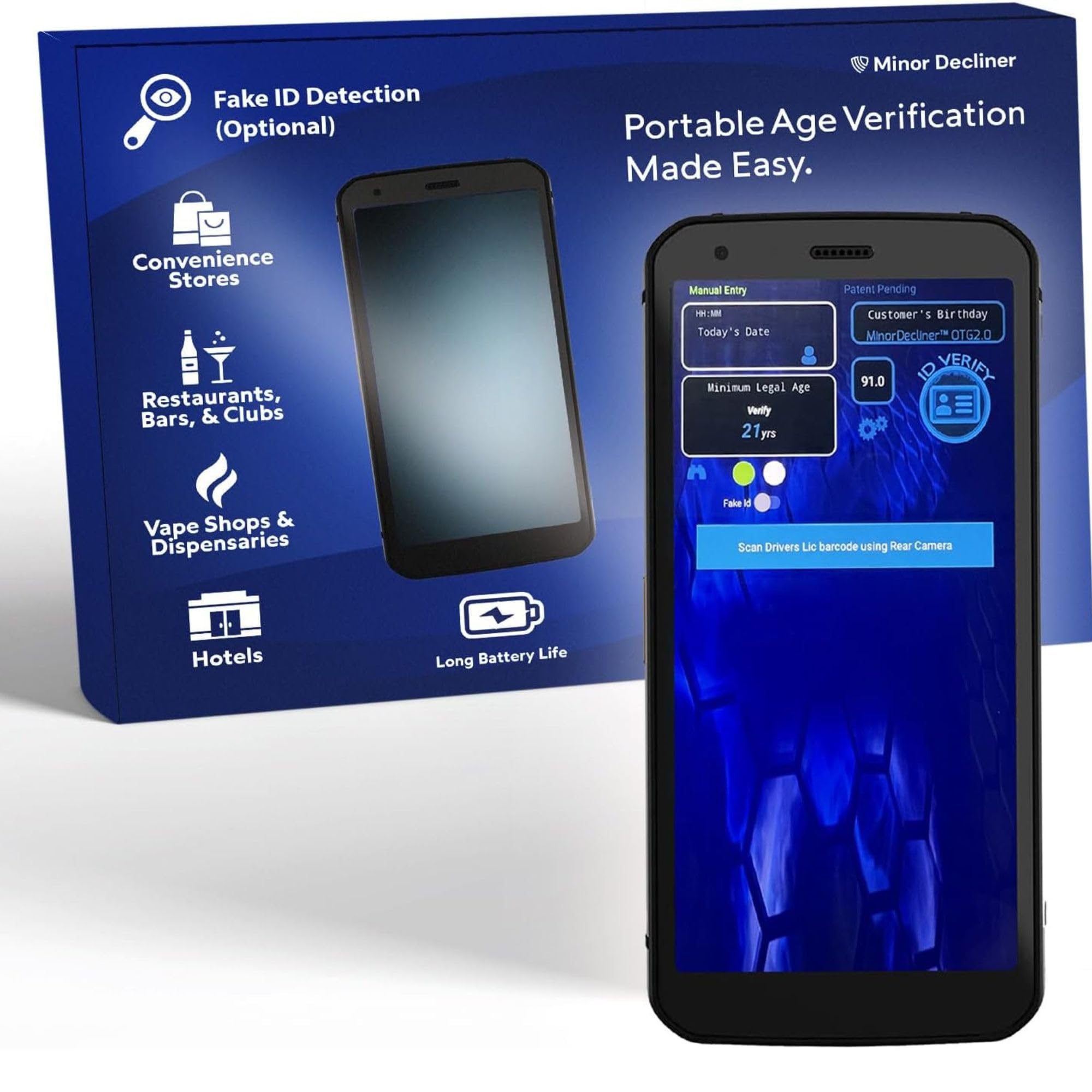 Mobile ID Scanner for Bars & Clubs - Easy to Use & Reliable ID Checker for Your Business That Detects Expired IDs & Underage Customers – Works in All 50 States - Includes Optional Fake ID Detection