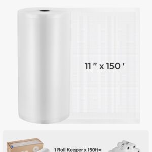 Kootek 11" x 150' Vacuum Sealer Bags Roll for Food with Cutter Dispenser, Commercial Grade Vacuum Seal Bags, BPA Free, Customized Size Food Bags for Storage, Meal Prep and Sous Vide