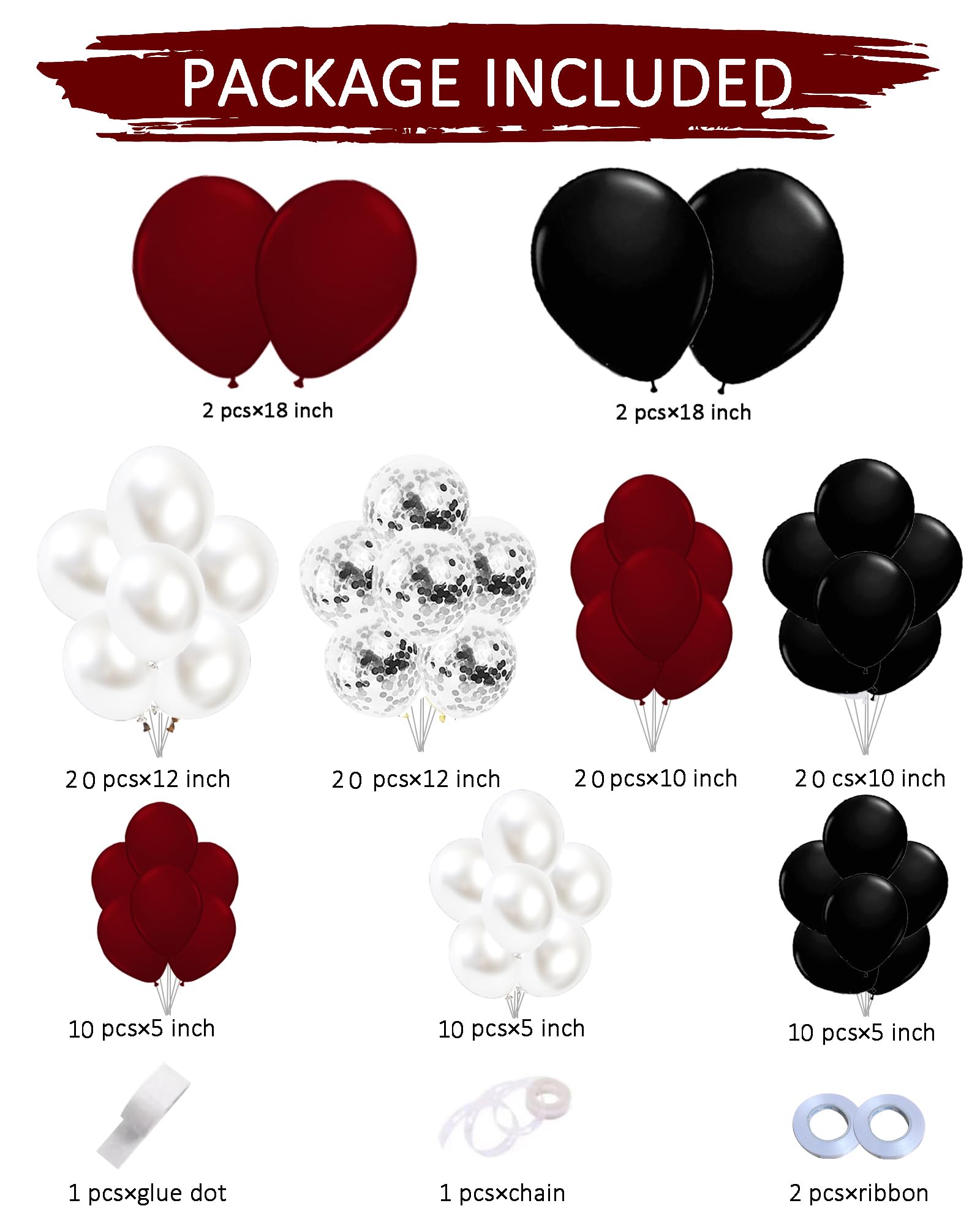 Graduation Decorations Maroon Black 2024/Burgundy Black Graduation Party Decorations 2024 Burgundy Black Balloons 114Pcs Burgundy White Black Balloon Maroon Birthday Wedding