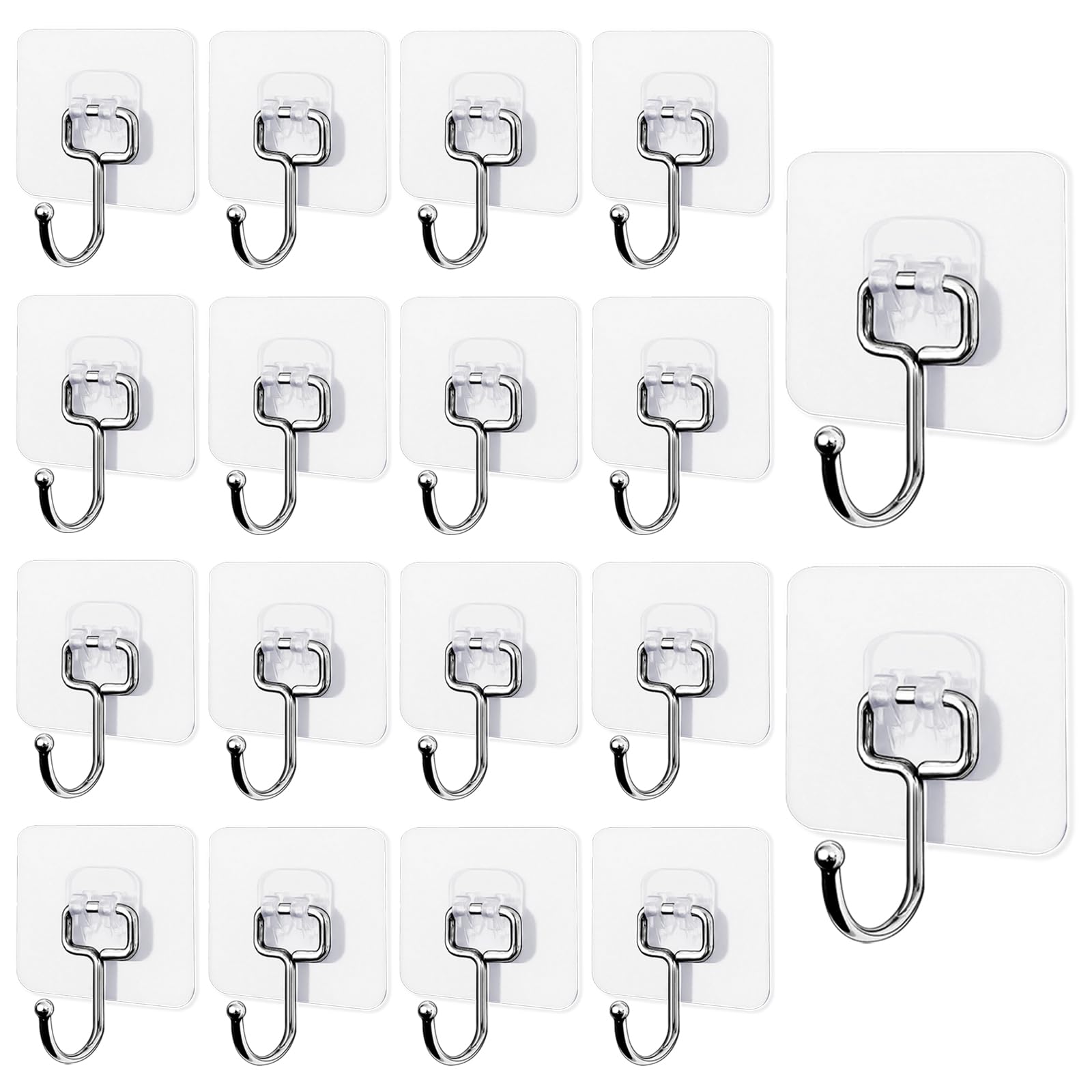 CZBZYMYYY Adhesive Utility Hooks, 18 Pack Wall Hooks for Hanging, Heavy Duty Large Hooks, Waterproof and Rustproof Sticky Hooks for Keys Shower Towel Robe Bathroom Home Kitchen&Office