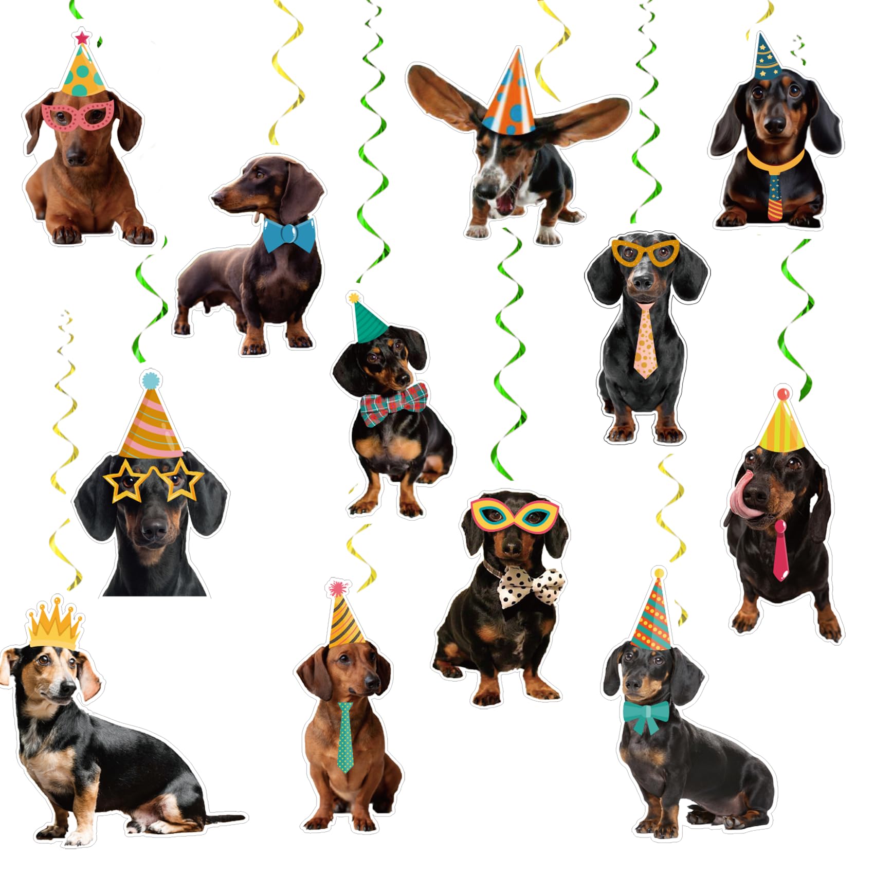 24 Pcs Dachshund Hanging Decorations Dachshund Hanging Swirls Ceiling Swirls Dachshund Birthday Party Supplies for Dachshund Party Decorations Funny Dog Decorations