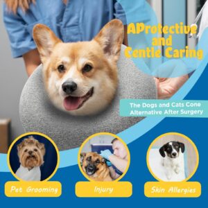 Big Hippo Inflatable Dog Collar, Soft Cone Collar for Dogs After Surgery, Dog Cone Collar for Small/Medium/Large Dogs and Cats - Gray, Large