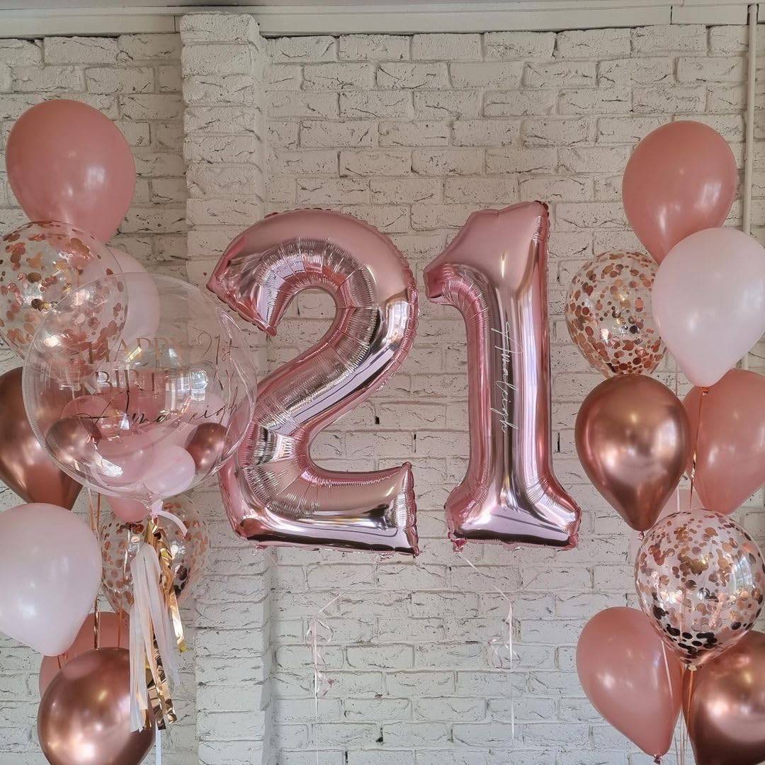 ADOINBY Rose Gold Balloons Arch Kit, 140Pcs Metallic Rose Gold White Balloon 18 12 10 5 Inch Different Size Balloons Garland Kit for Birthday Party Bridal Shower Wedding Girls Engagement Decorations