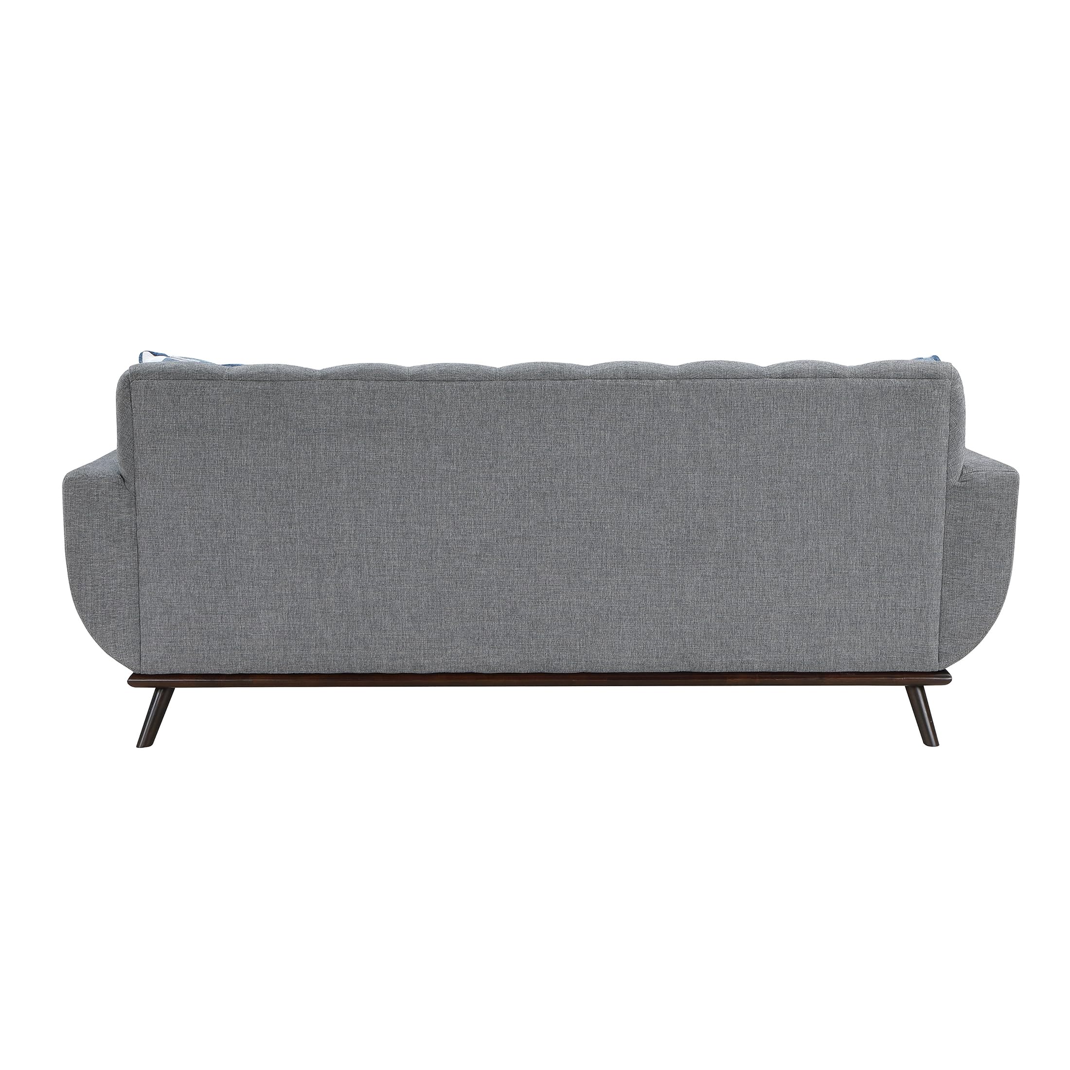 Lexicon Small Couch Mid Century Modern Sofa Living Room Sofa Couch with 2 Accent Pillows, Button Tufted Upholstered Small Sofa for Bedroom/Waiting Room/Office/Apartment, 86.5'' Sofa, Grey Chenille