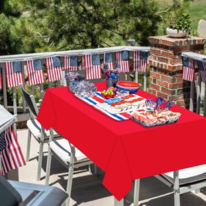 12 Pcs Plastic Tablecloths, Disposable Rectangle Red White Blue 54 x 108 Inch Waterproof Table Covers for 4th of July Patriotic Independence Memorial Veterans Day Party Decorations