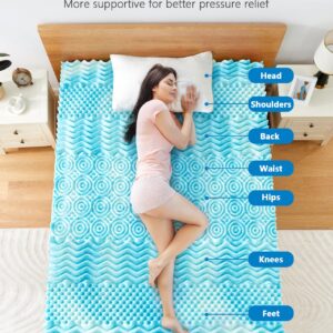 PERLECARE 3-Inch 7-Zone Queen Memory Foam Mattress Topper, Cooling Gel Mattress Topper with Airflow Channels, CertiPUR-US Certified Cooling Mattress Topper for Body Pressure Relief