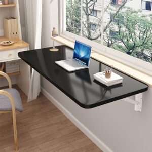 skvskv laundry folding table,wall mounted folding table,floating wall desk for small spaces,functional hanging desk for home office study work bench, kitchen dining(black 39.4×19.7inch