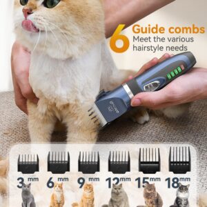 oneisall Cat Clippers and Paw Trimmer 3 in 1,Cat Grooming Kit,Cat Clippers for Matted Hair,Cordless Cat Shaver for Matted Long Hair,2 Speed Cat Hair Trimmer,Pet Clippers for Cats and Small Dogs