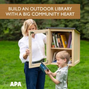 Ilyapa Outdoor Library Book Box - Free Literature Exchange Kit for Outside - Little Wood Cabinet for Sharing Books, Art with Your Community, Students or Teachers - Easy Mount to Post - 16x14x22 Inch