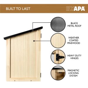 Ilyapa Outdoor Library Book Box - Free Literature Exchange Kit for Outside - Little Wood Cabinet for Sharing Books, Art with Your Community, Students or Teachers - Easy Mount to Post - 16x14x22 Inch