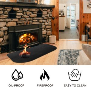 60x32'' Fireplace Mat, Thickened Fiberglass Fireproof Rug Fireplace Hearth Mat Anti-Slip Black Flame Resistant Pad Sparks Ember Fireplace Floor Protector for Indoor Outdoor