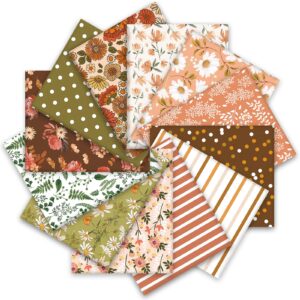 whaline 12pcs boho spring cotton fabric bundles watercolor floral greenery fat quarters retro garden quilting patchwork for diy handmade crafting, 18 x 22 inch